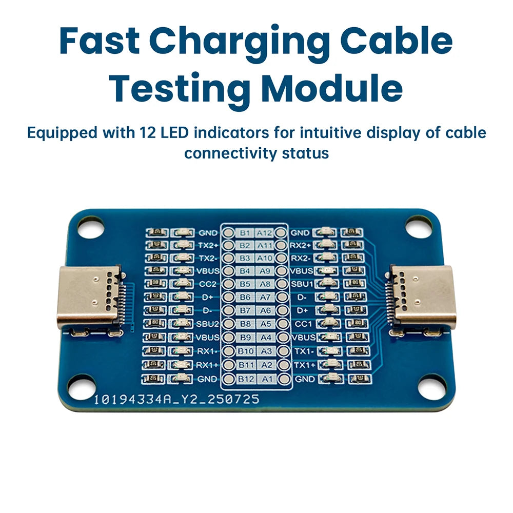 Type-C to Type-C Cable Tester – 24-Pin LED Indicator Module