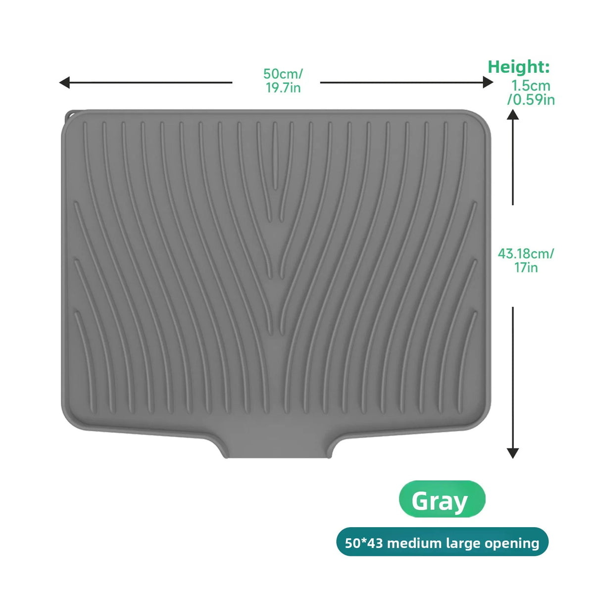 Silicone Dish Drying Mat – Food-Grade Sloped Drain Pad 40/50CM