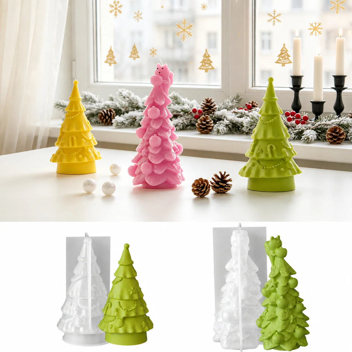 3D Christmas Tree Silicone Mold – DIY Candle & Plaster Craft