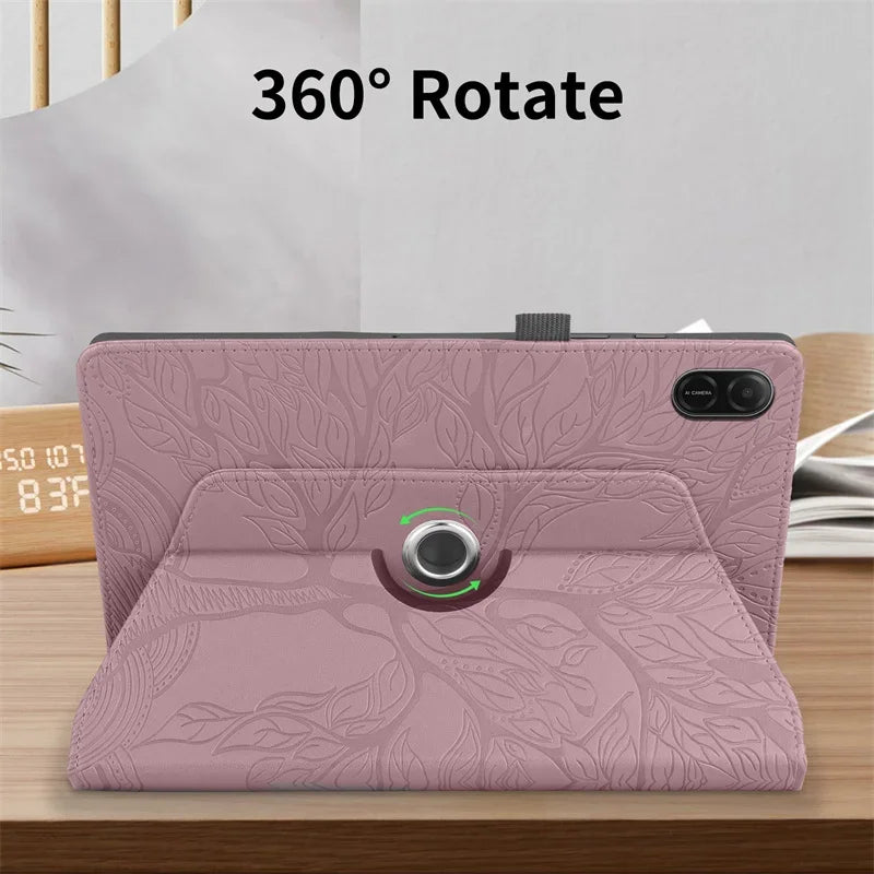 Honor Pad X8b 11" Case – Embossed PU Leather 360° Rotating Stand