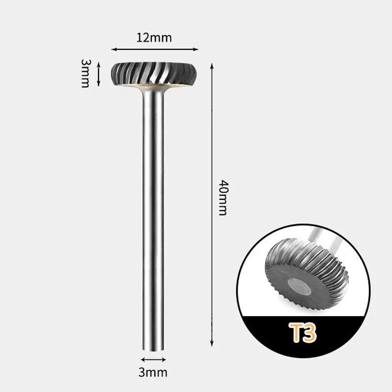 T-Shaped Carbide Tungsten Rotary Burr – 3mm Shank
