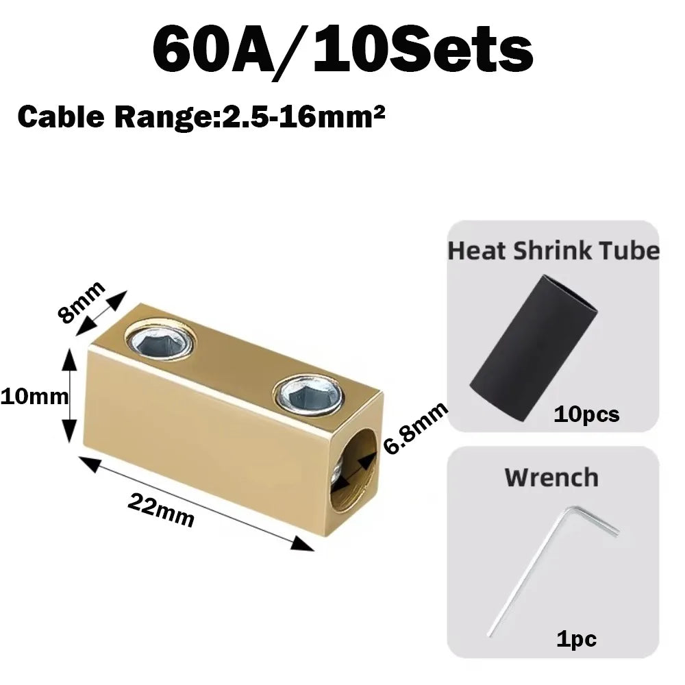 Brass Waterproof Terminal Block Set with Heat Shrink Tubing