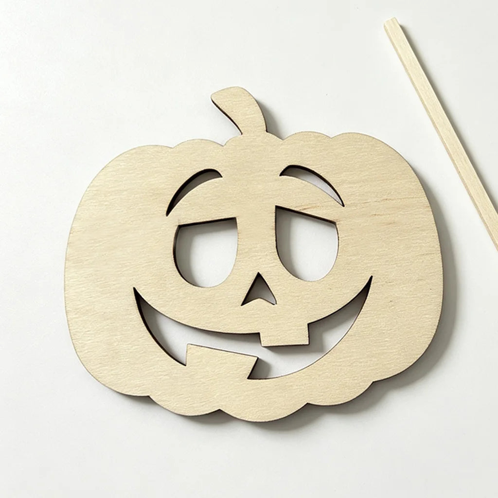 Halloween Wooden Pumpkin Hollow Pendants – 6-Piece Set