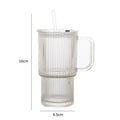 600ml Glass Tumbler Cup with Handle, Straw & Sealed Lid