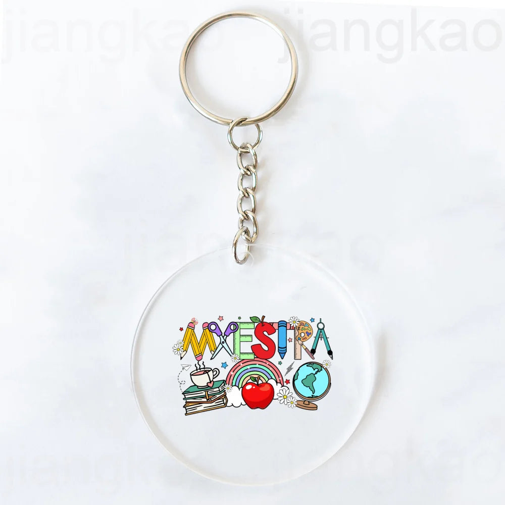 Rainbow Maestra Heart Acrylic Keychain | Teacher Gift
