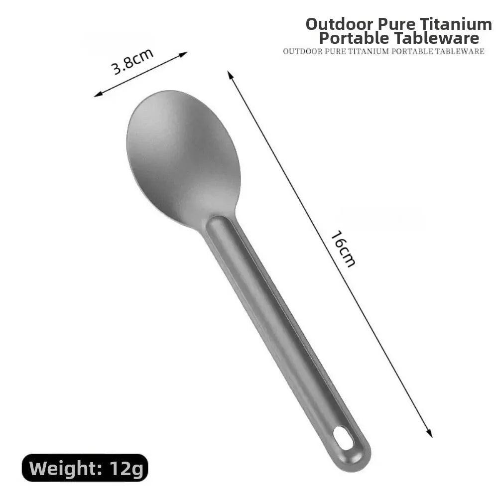 Portable Titanium Spoon & Fork – Long Handle Outdoor Cutlery