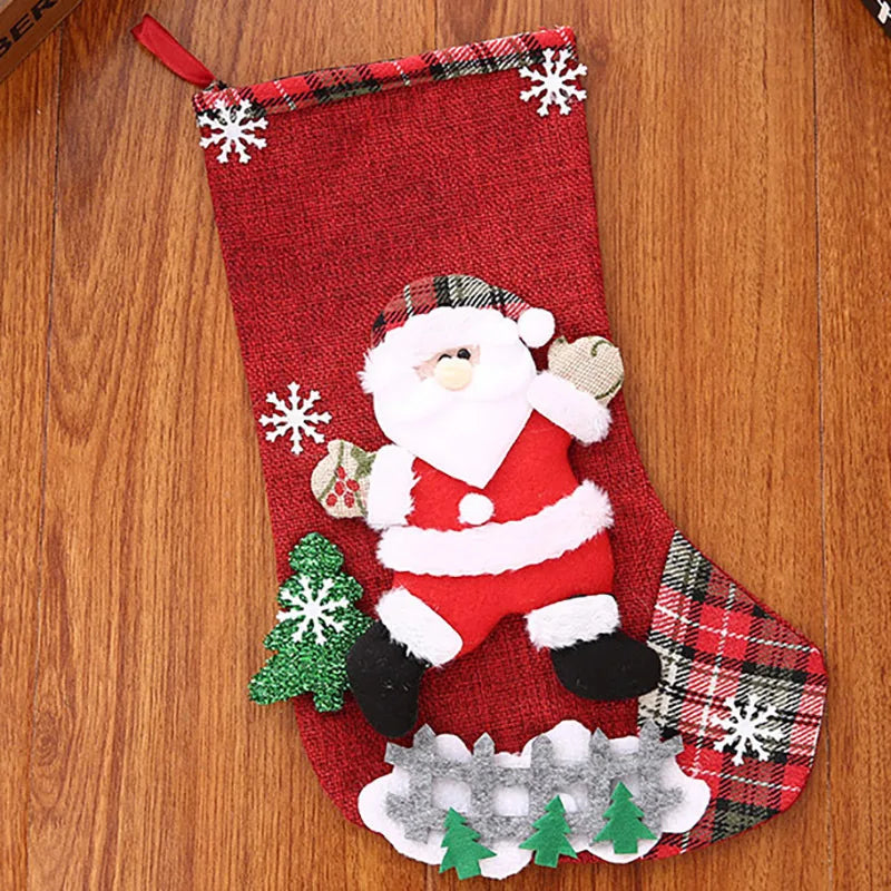 Oversized Christmas Stocking Gift Bag | Snowman Fabric Décor