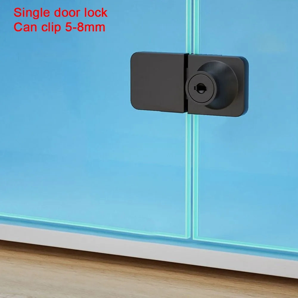 Punch-Free Glass Cabinet Door Lock | Zinc Alloy Sliding Lock