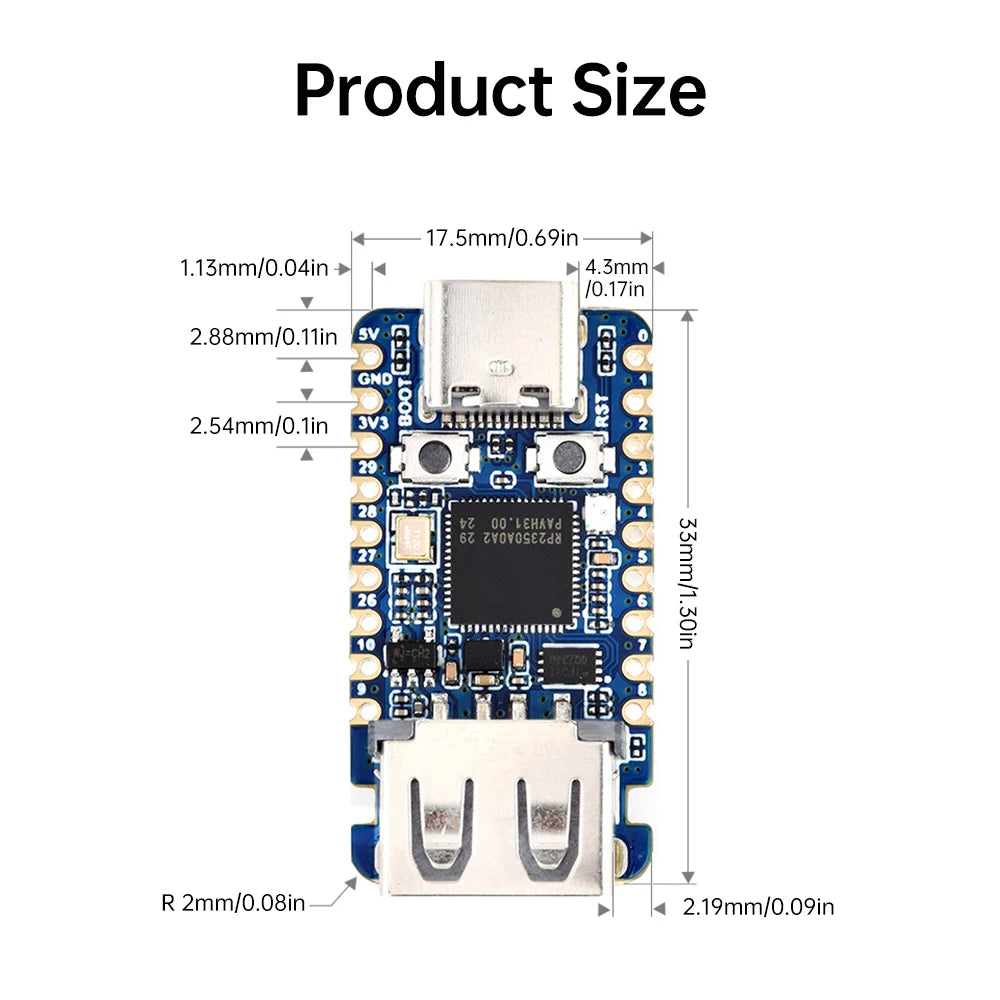 RP2350A Mini Dev Board – Dual-Core USB-C Microcontroller