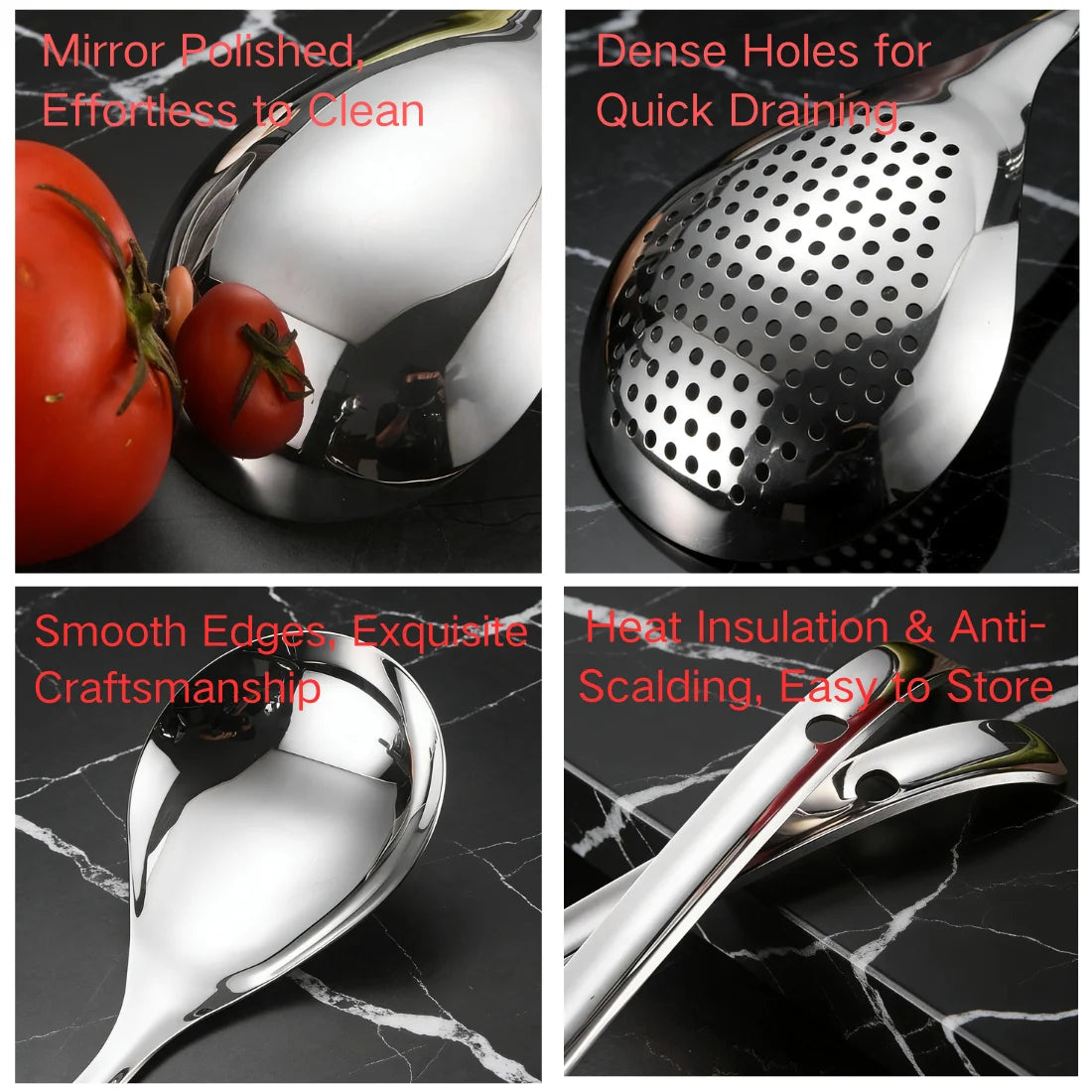Stainless Steel Skimmer Colander Spoon – Soup & Food Strainer