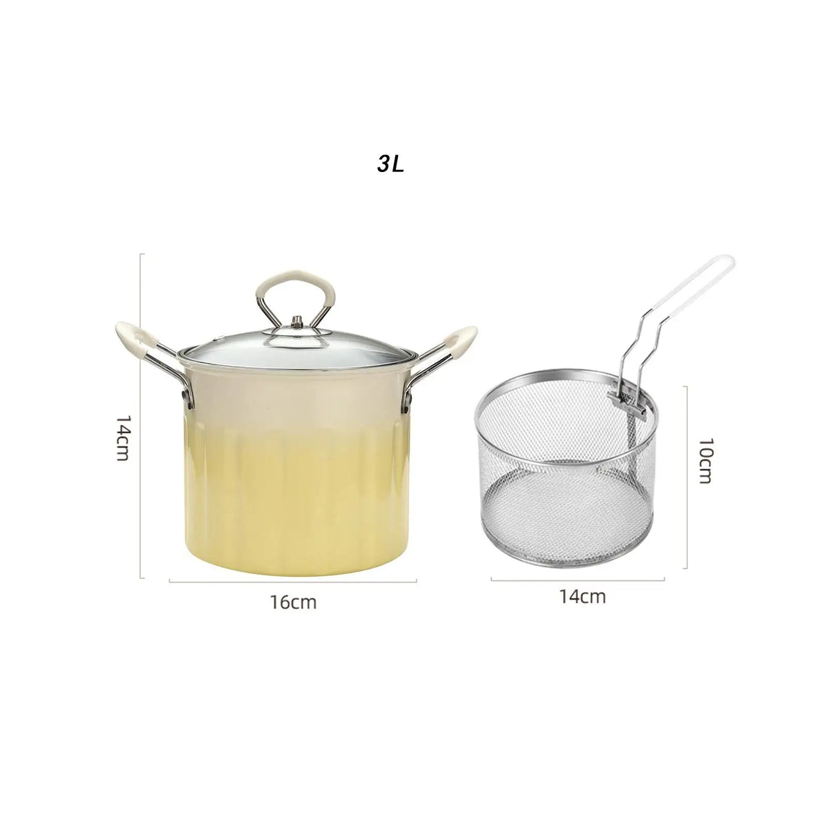 Stainless Steel Deep Frying Pot with Strainer Basket – 3L