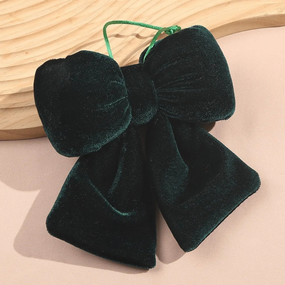 Velvet Bowknot Christmas Ornament | Hanging Bow Pendant Décor