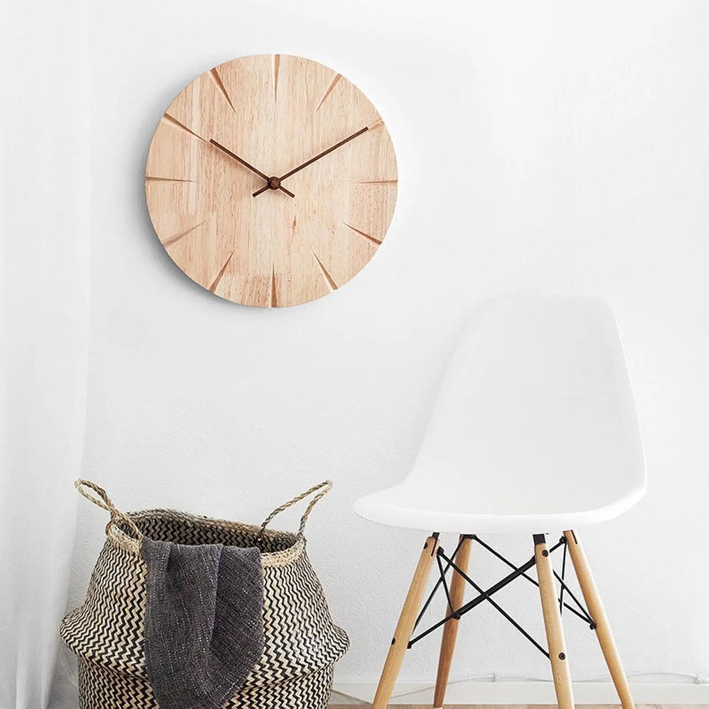MagiDeal Natural Wood Wall Clock | Silent 30cm Analog Decor