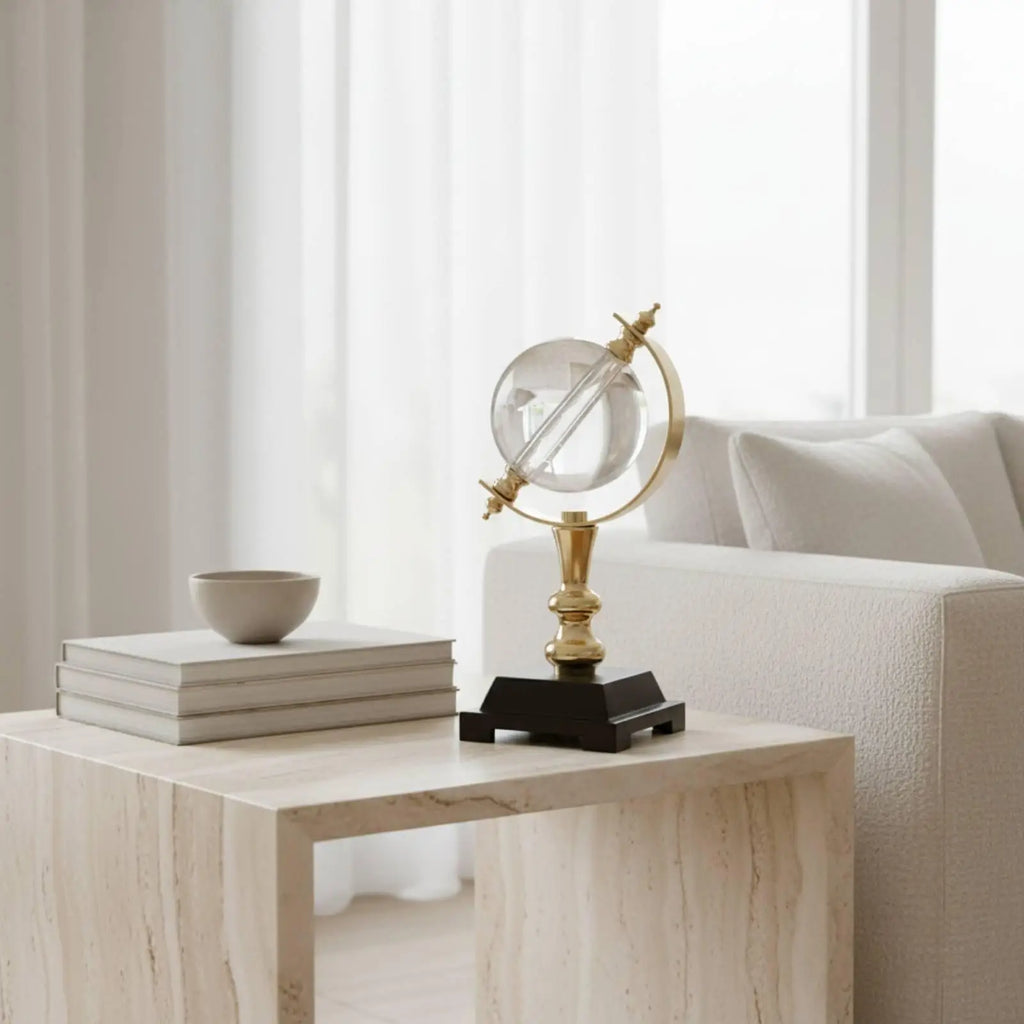 Crystal Globe Ornament – Transparent Glass Sphere Decor