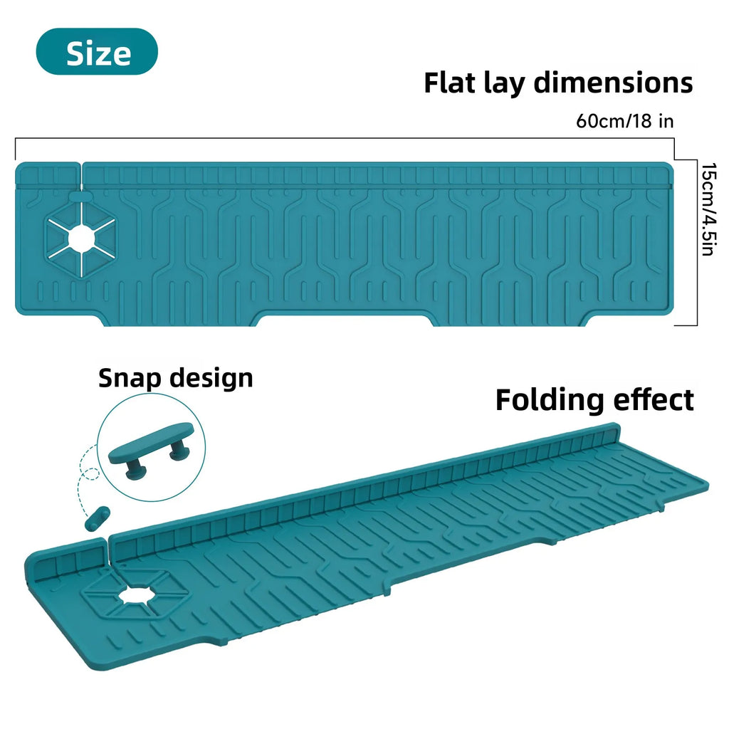 60cm Foldable Silicone Sink Splash Guard Mat & Drainage Tray