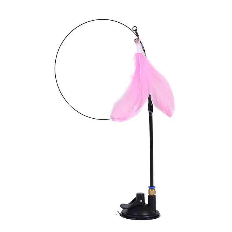 Suction Cup Cat Teaser Stick – Bell & Feather Self-Play Toy