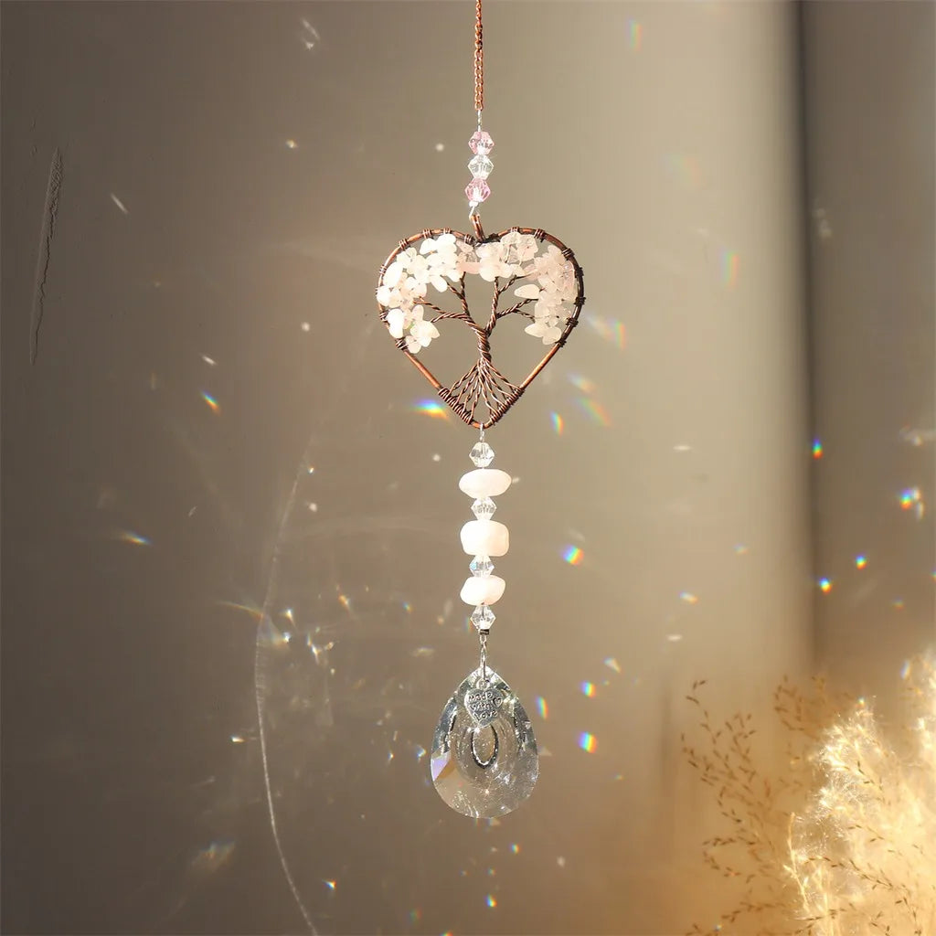 Copper Frame Crystal Chip Suncatcher Hanging Ornament