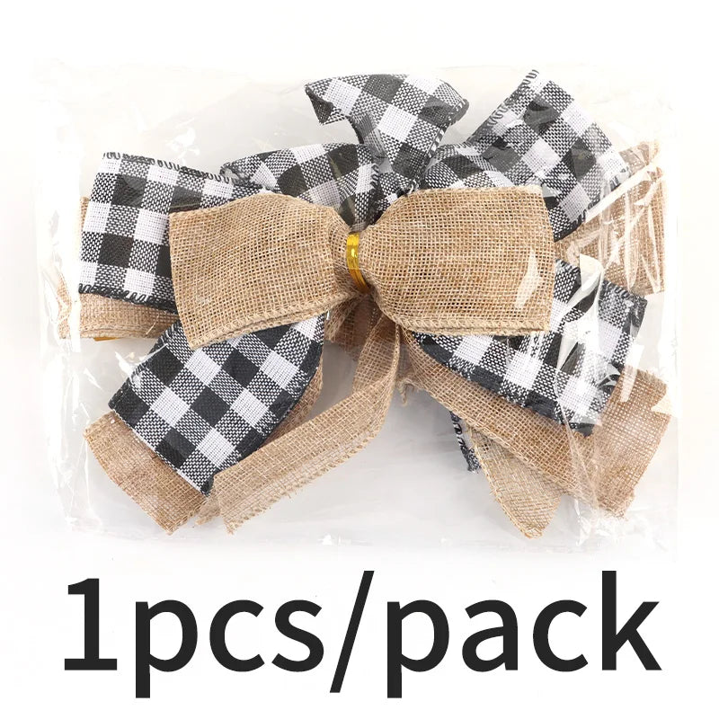 Oversized Christmas Plaid Linen Bow – Holiday Hair & Gift Decor
