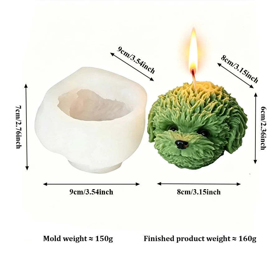 Teddy Dog Head Silicone Mold – DIY Candle Soap Craft Mould