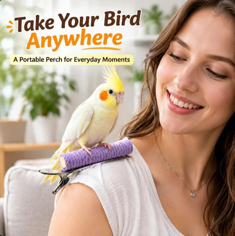 Clip-On Cotton Rope Parrot Perch Stand & Bird Grinding Toy