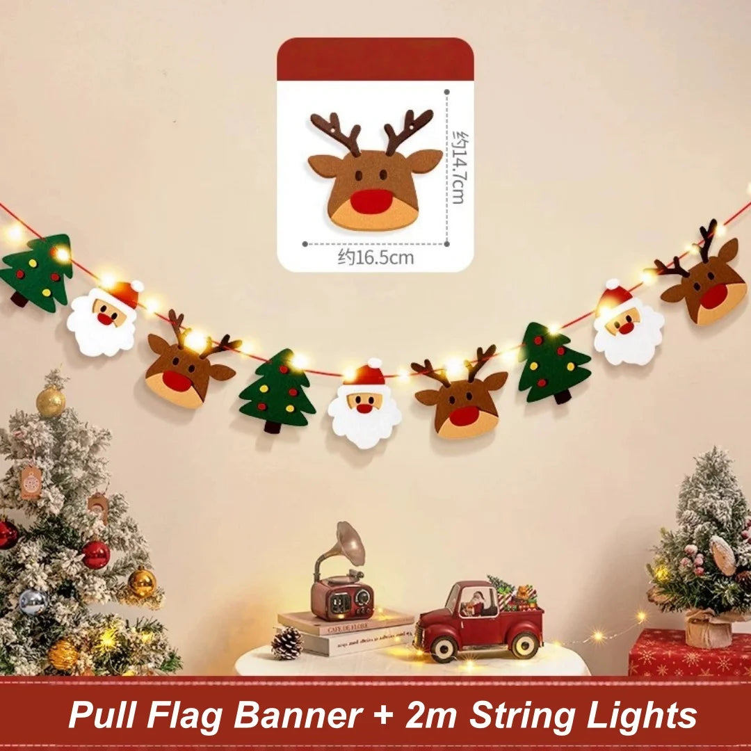 DIY Christmas Pull Flag Banner with LED Lights – Holiday Décor