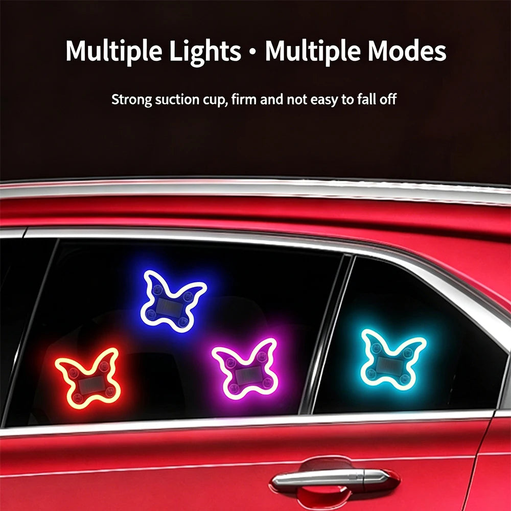 Solar Butterfly Car Ambient Light | 6 Modes, Dual Charging