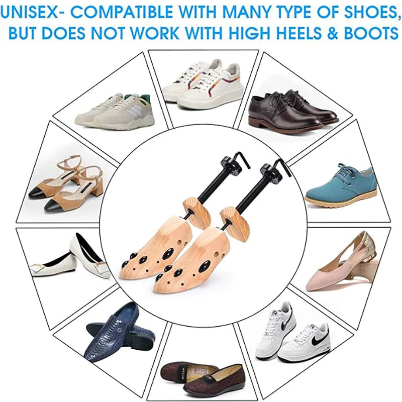Wood Shoe Stretcher – Adjustable Width & Length for Men & Women