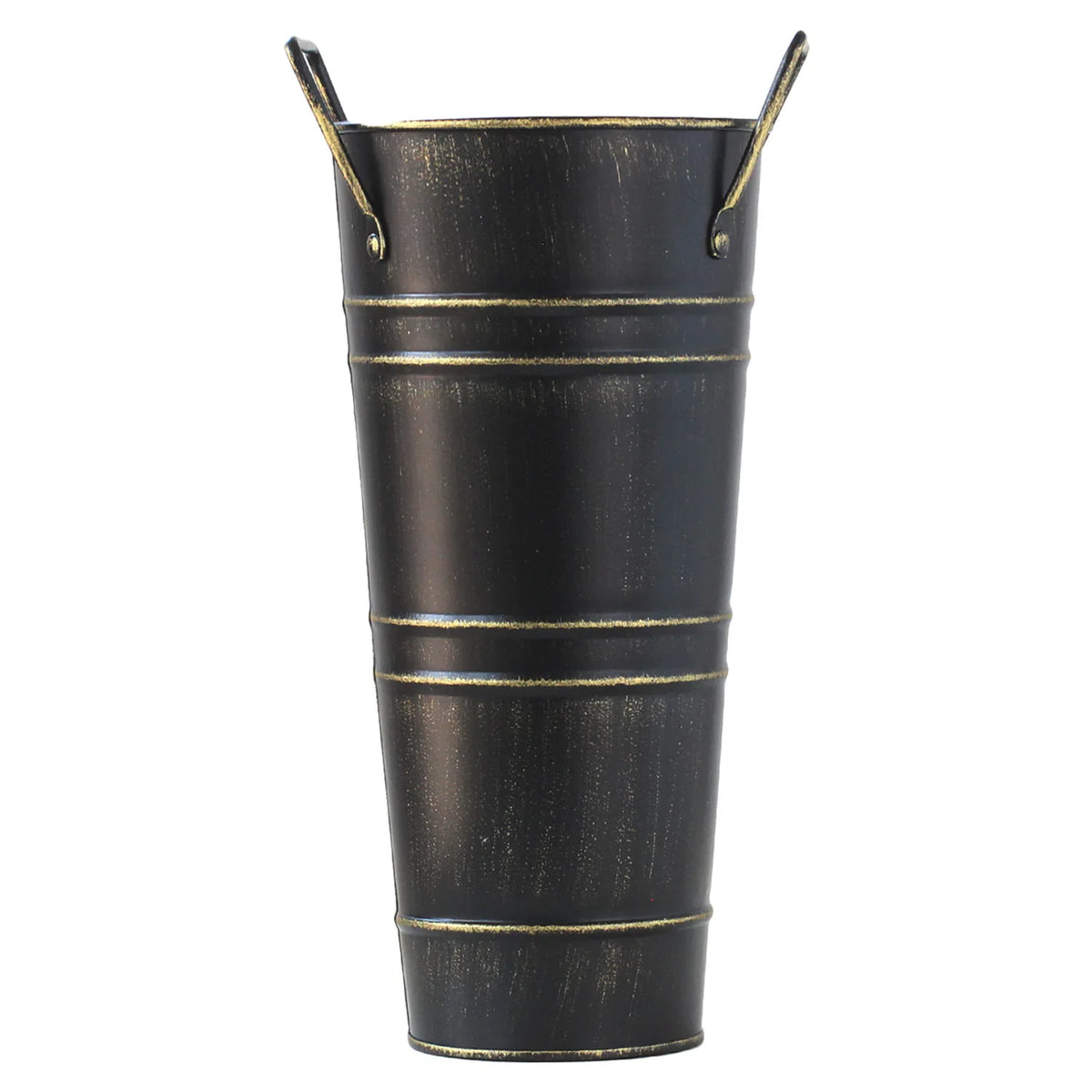 Retro Iron Flower Bucket Vase with Handle | Rustic Home Decor