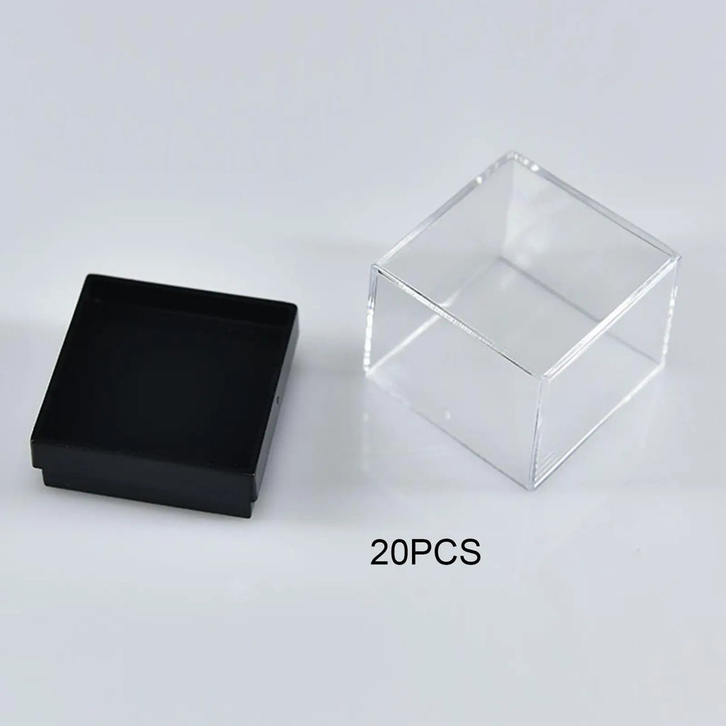 20-Pack Clear Mineral Display Boxes – Dustproof Cube Showcase