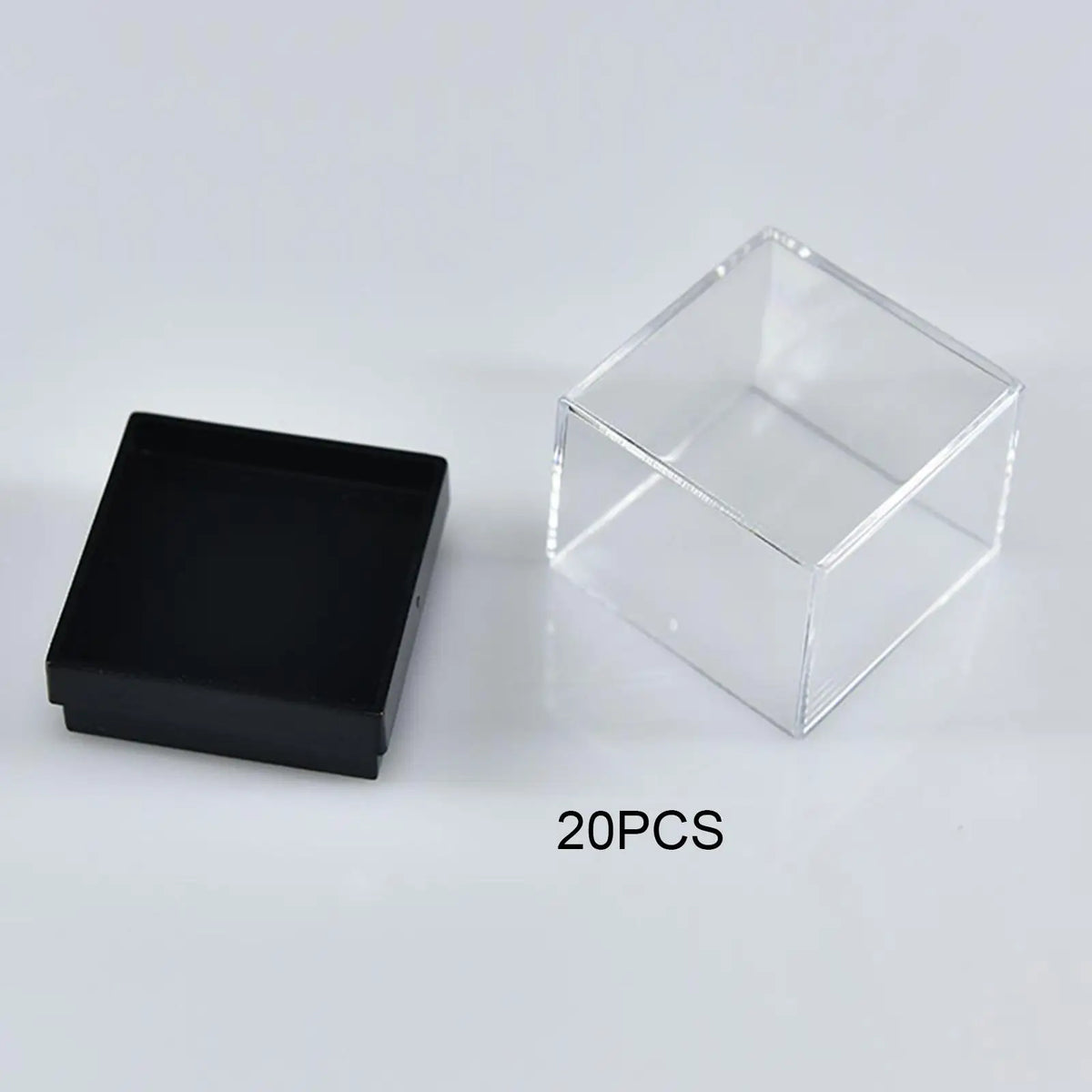 20-Pack Clear Mineral Display Boxes – Dustproof Cube Showcase