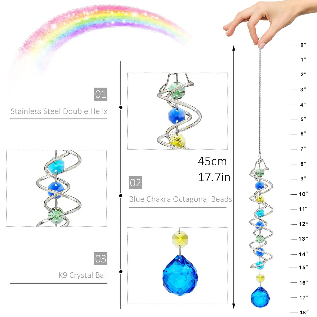 Crystal Sun Catcher Wind Spinner – Blue Prism Rainbow Ornament