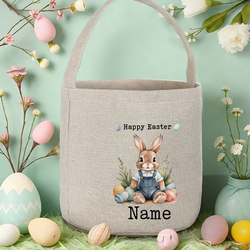 Personalized Easter Basket – Custom Name Foldable Bunny Bag
