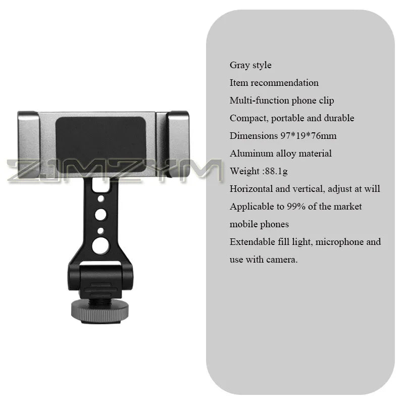 360° Rotating Phone Clip Tripod Mount | 2 Cold Shoes