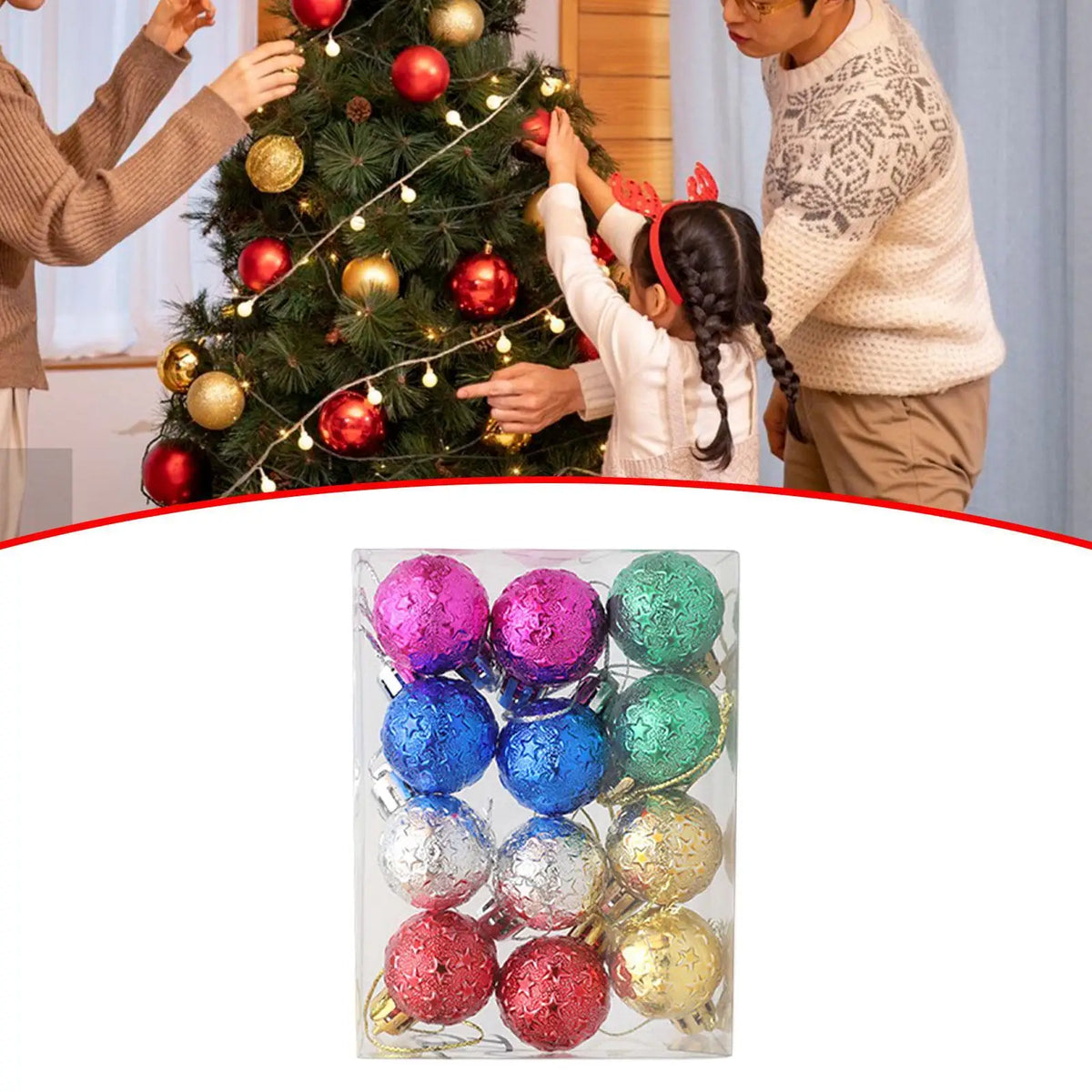 12-Pack Christmas Ball Ornaments – Colorful Tree Pendants