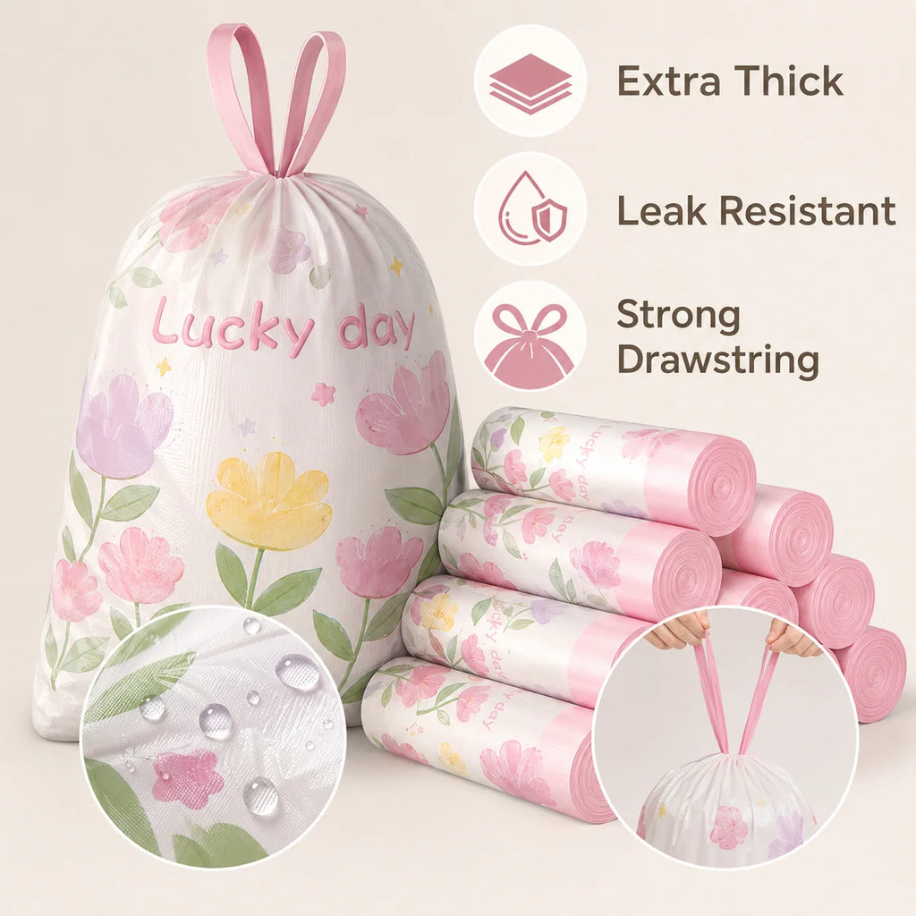 50-Count Scented Drawstring Trash Bags – 20L Cute Bin Liners