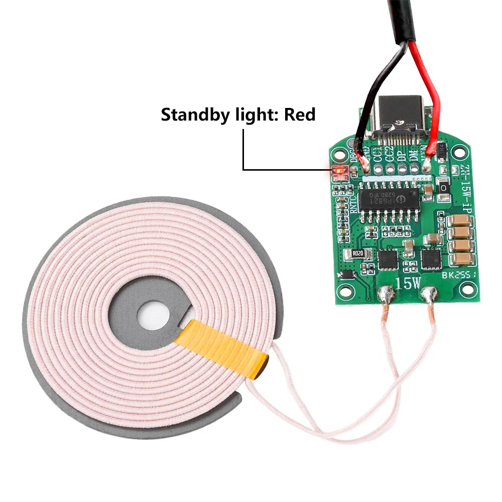 15W Wireless Charging Module – Type-C, 5V/9V/12V, Pop-Up Display