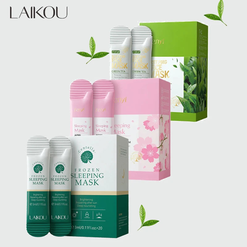 LAIKOU 60pc Sakura Centella Green Tea Sleeping Mask Set