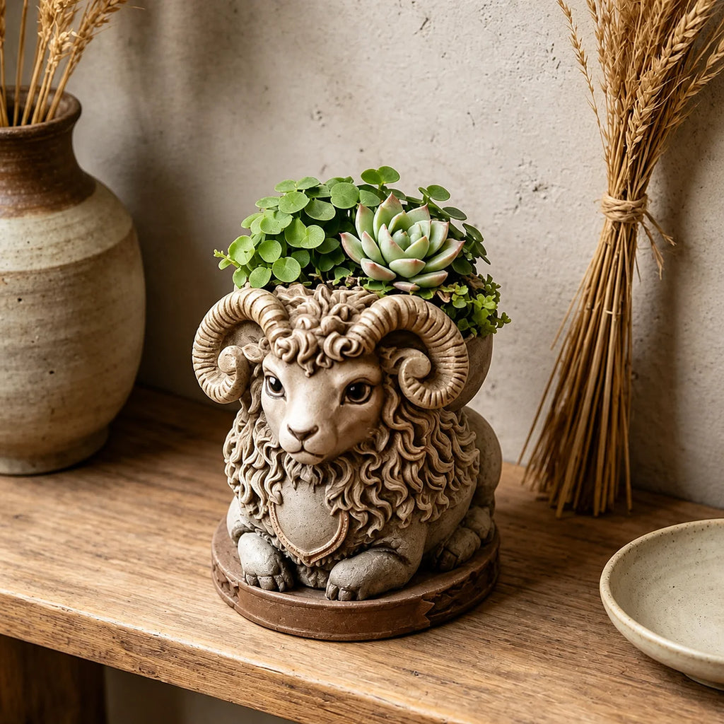 Aries Ram Silicone Pottery Mold – 3D DIY Planter Craft Mold