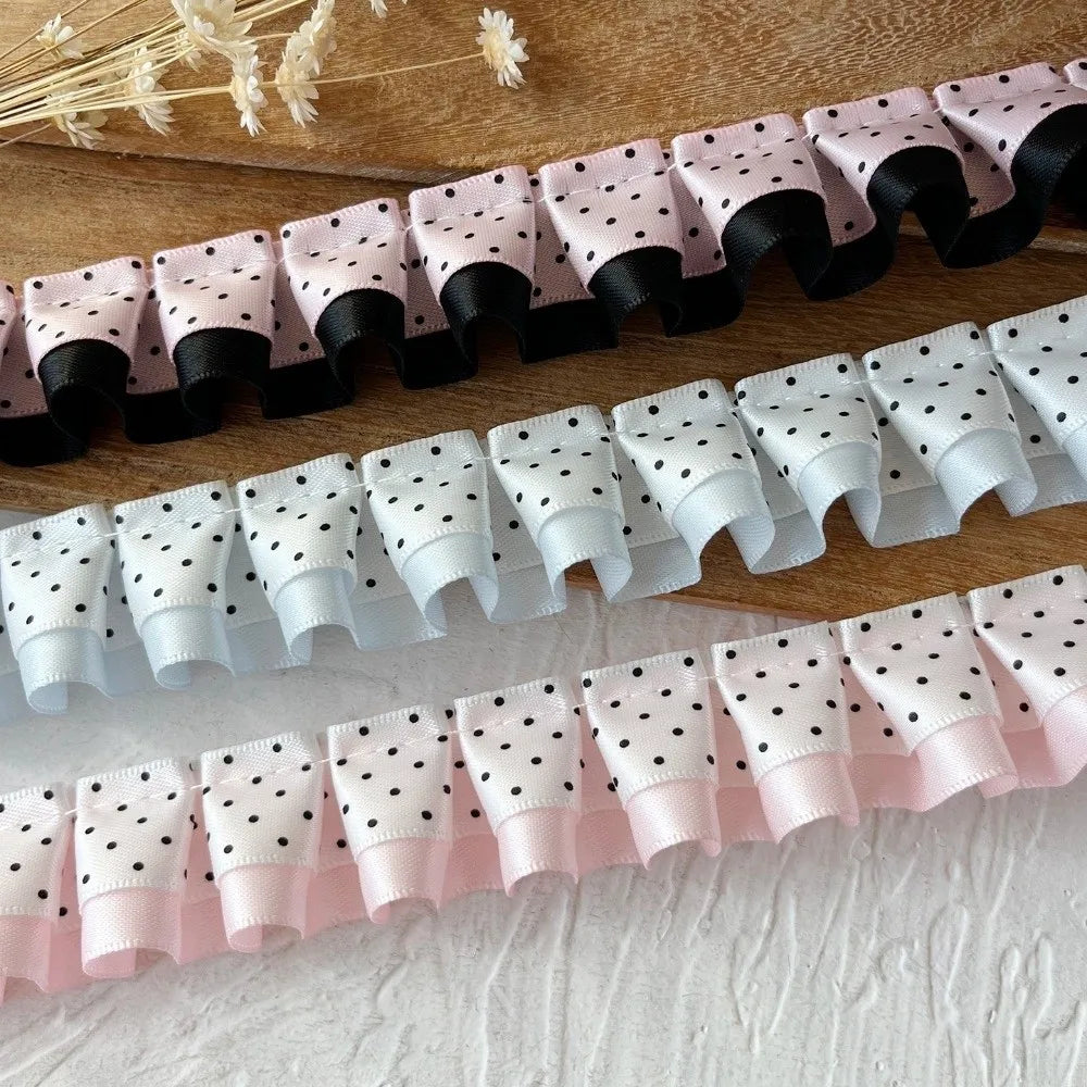 2M Pleated Ruffle Ribbon Trim – Double Layer Lace for DIY
