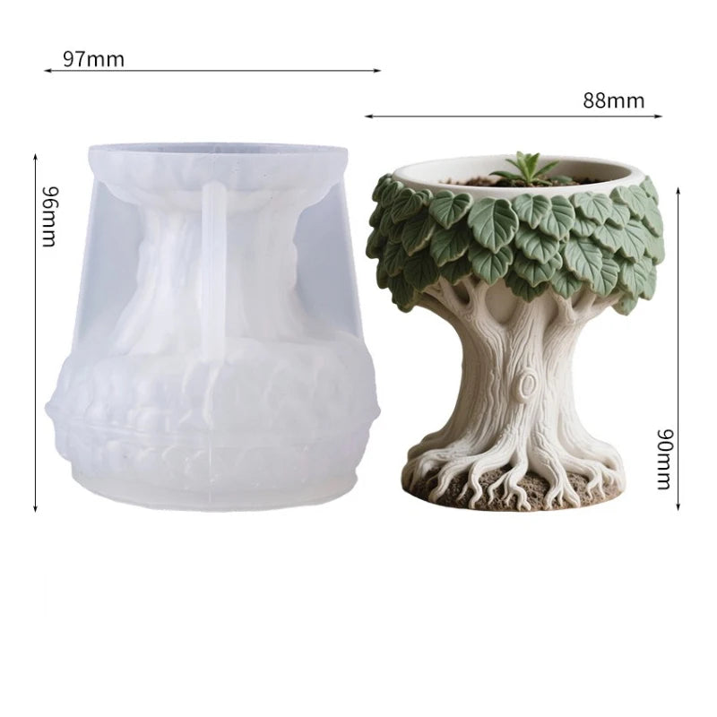 3D Leaf & Tree Stump Silicone Mold – DIY Resin & Cement