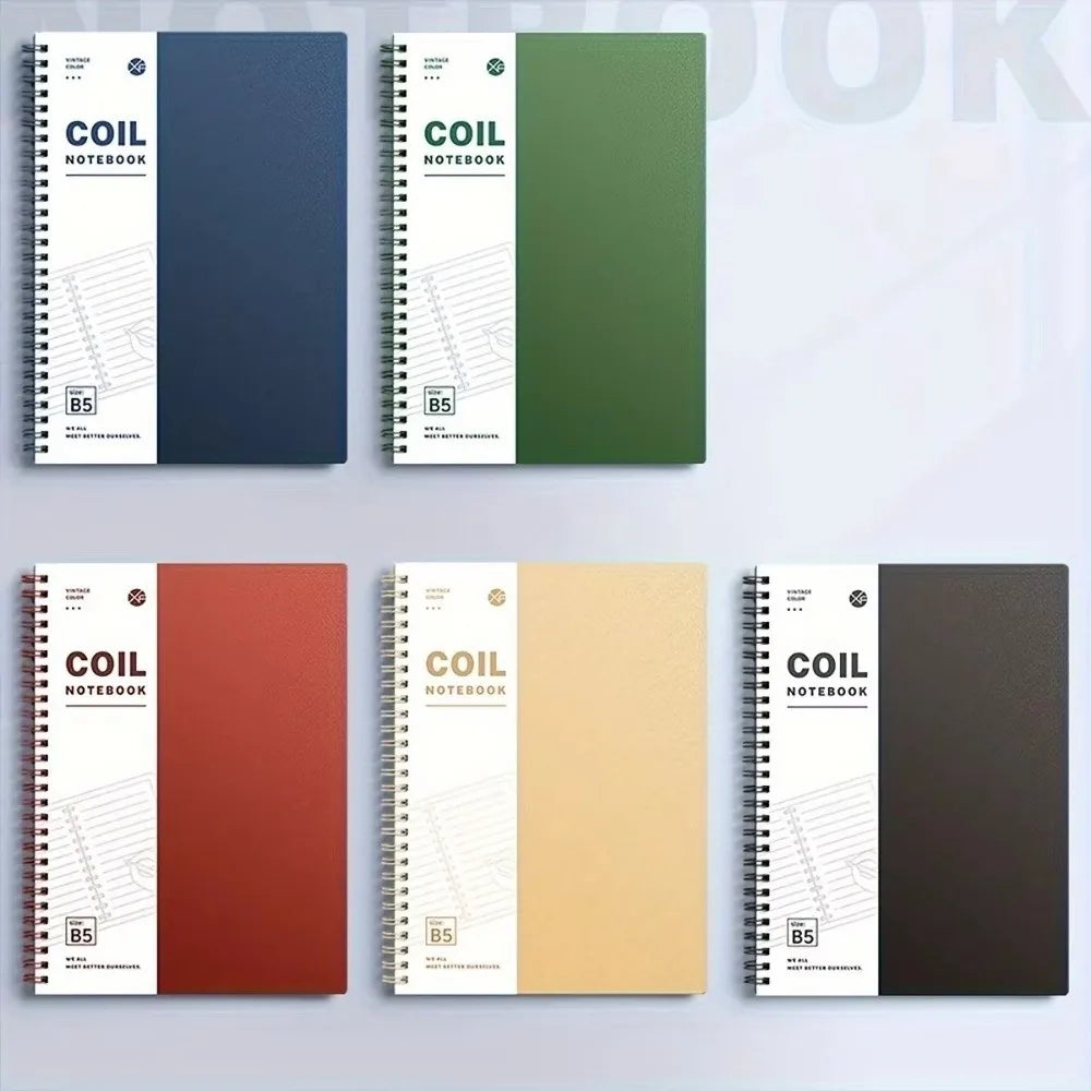 A5/B5 Spiral Notebook – 120 Cream Pages, Lay-Flat Coil Binding
