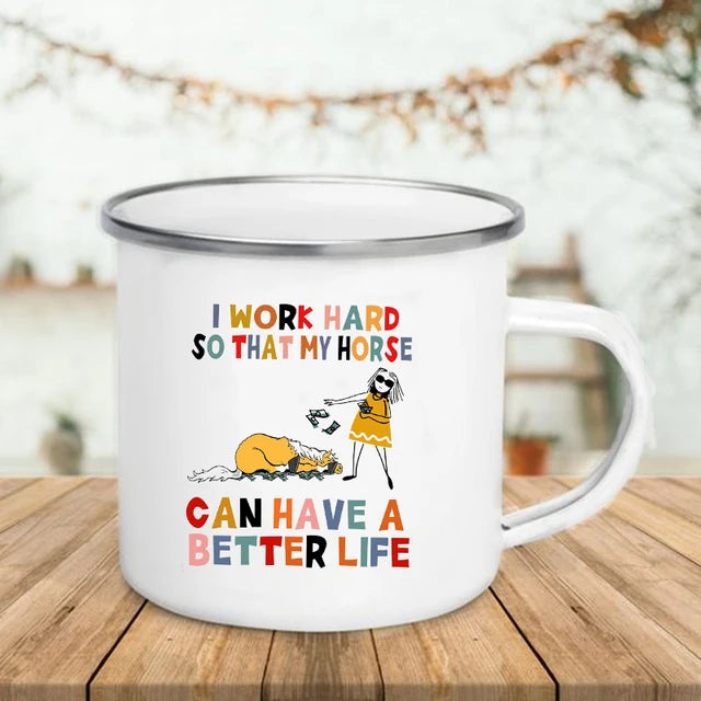 "6 Signs You're Secretly a Cat" Funny Enamel Coffee Mug