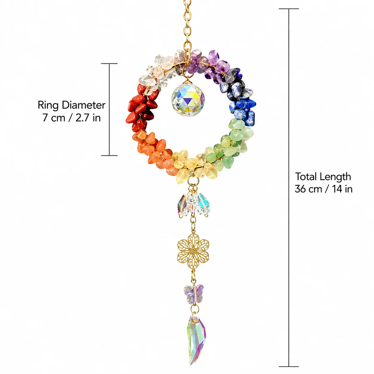 Natural Crystal Suncatcher Rainbow Prism Window & Car Ornament