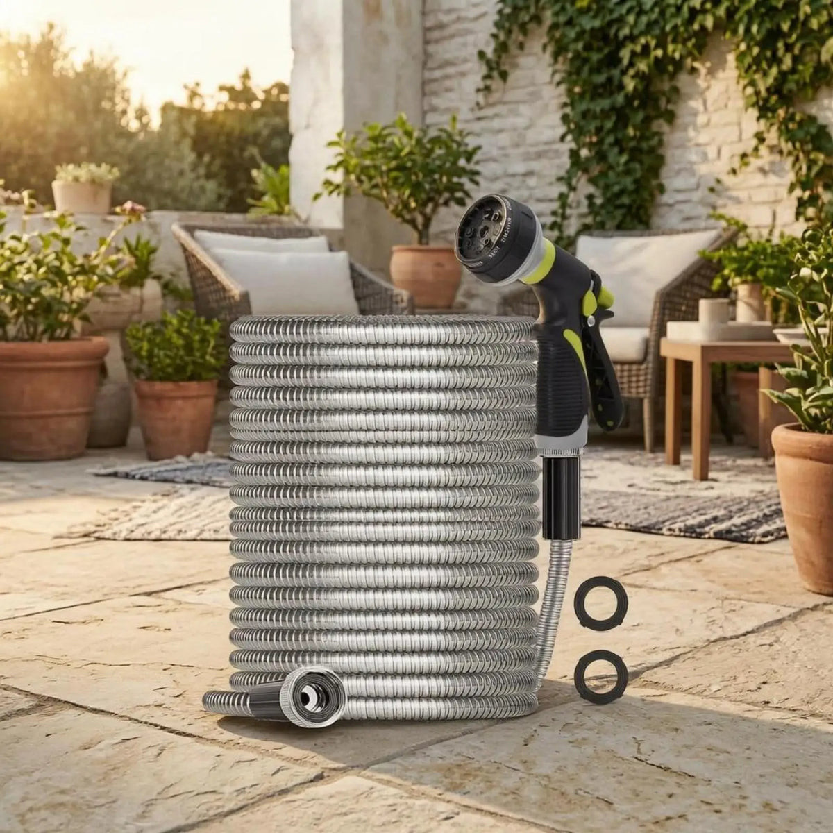 Stainless Steel Corrugated Garden Hose with Trigger Nozzle