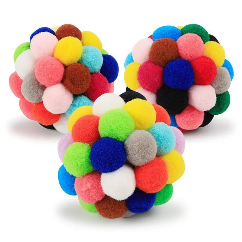 Interactive Plush Bouncy Ball Cat Toy – Colorful Yarn Teaser