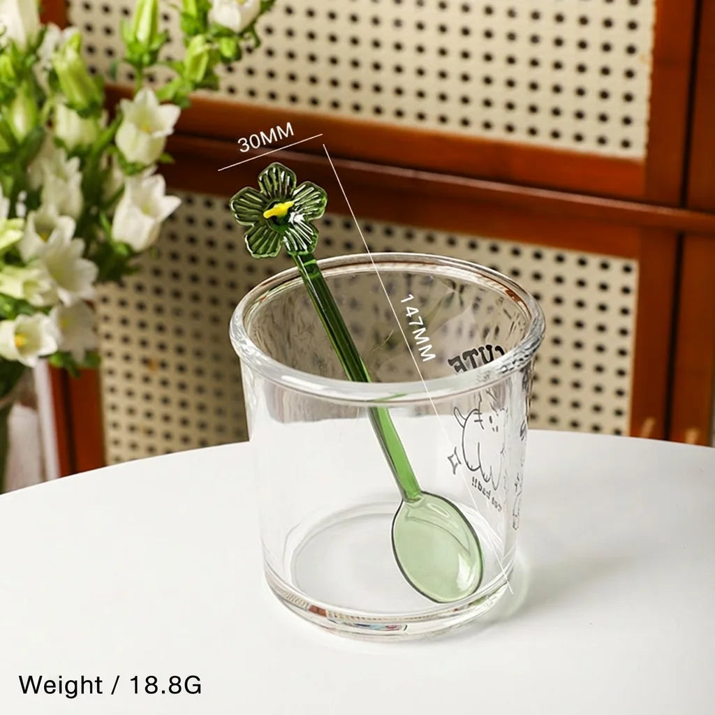 Japanese 3D Flower Borosilicate Glass Spoon – Long Handle