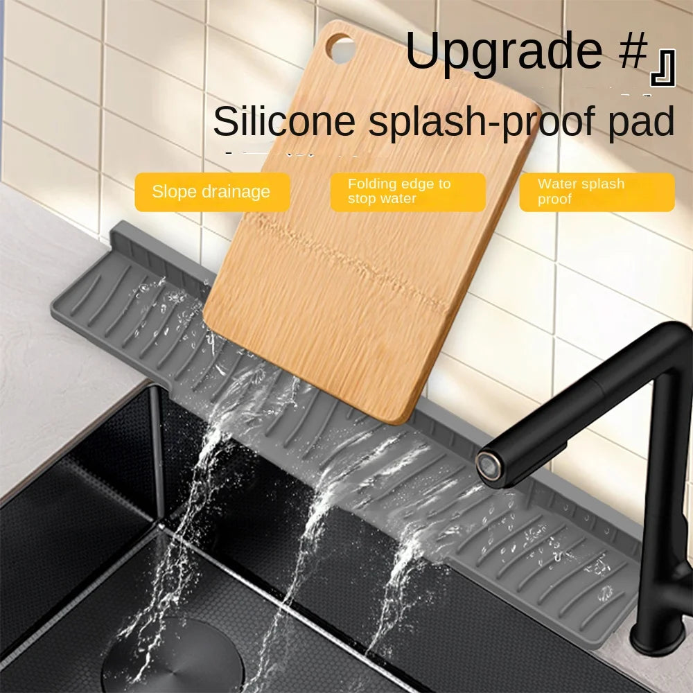 Silicone Drain Mat – Anti-Slip Sink Splash Guard & Soap Rack
