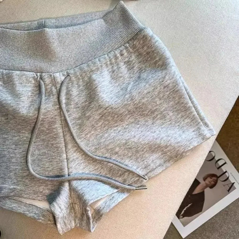 Women's Drawstring Sports Shorts – Slim Fit Casual | Black & Grey