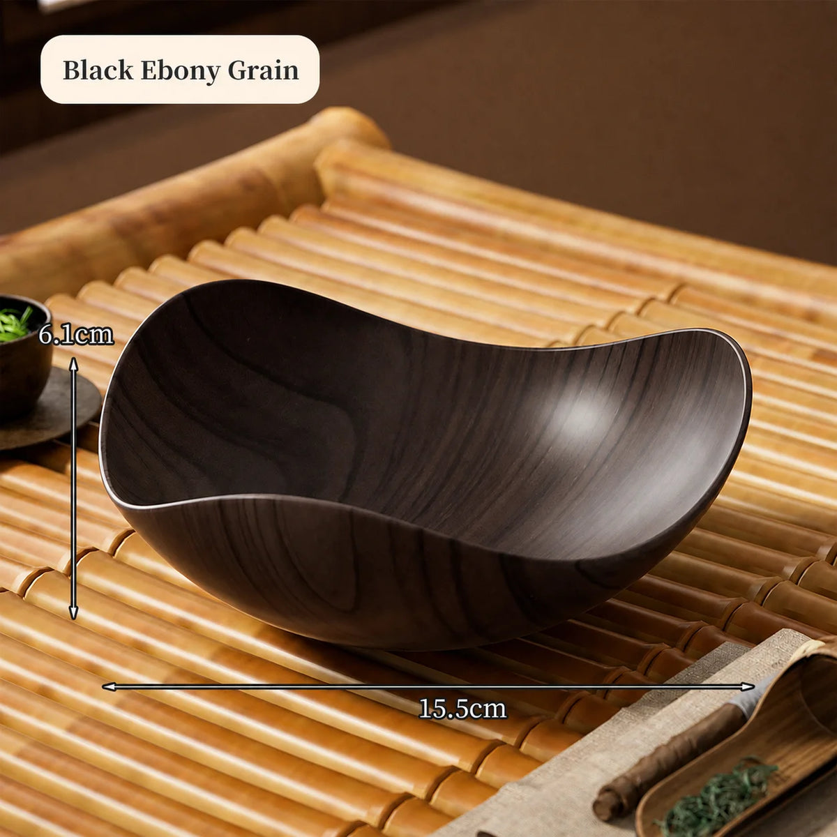 Triangular Wood Grain Serving Bowl – Stackable Snack & Fruit Dish