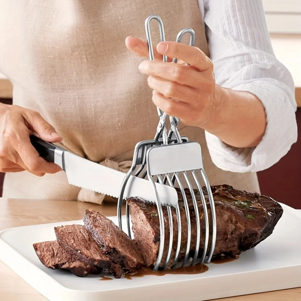 Stainless Steel Multi-Function Slicer BBQ Clip | Meat & Bread Cutter